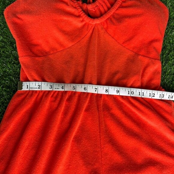 DEREK HEART Orange Terry Cloth Romper size large - Picture 4 of 6